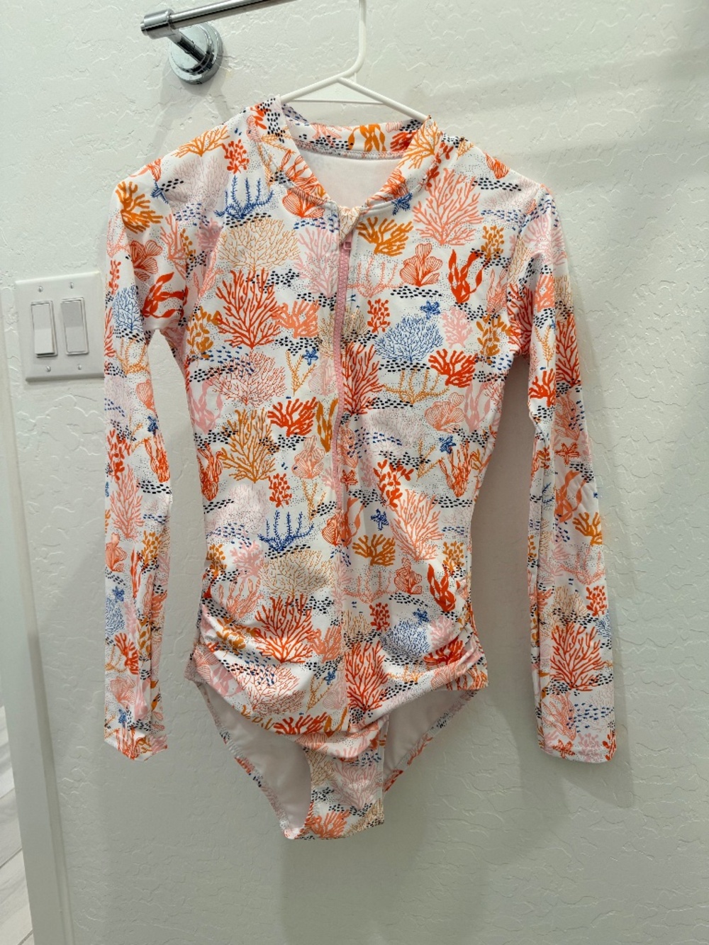 Long Sleeve Zip Front Coral Swimsuit Reef Inspired Beach Swimwear Women